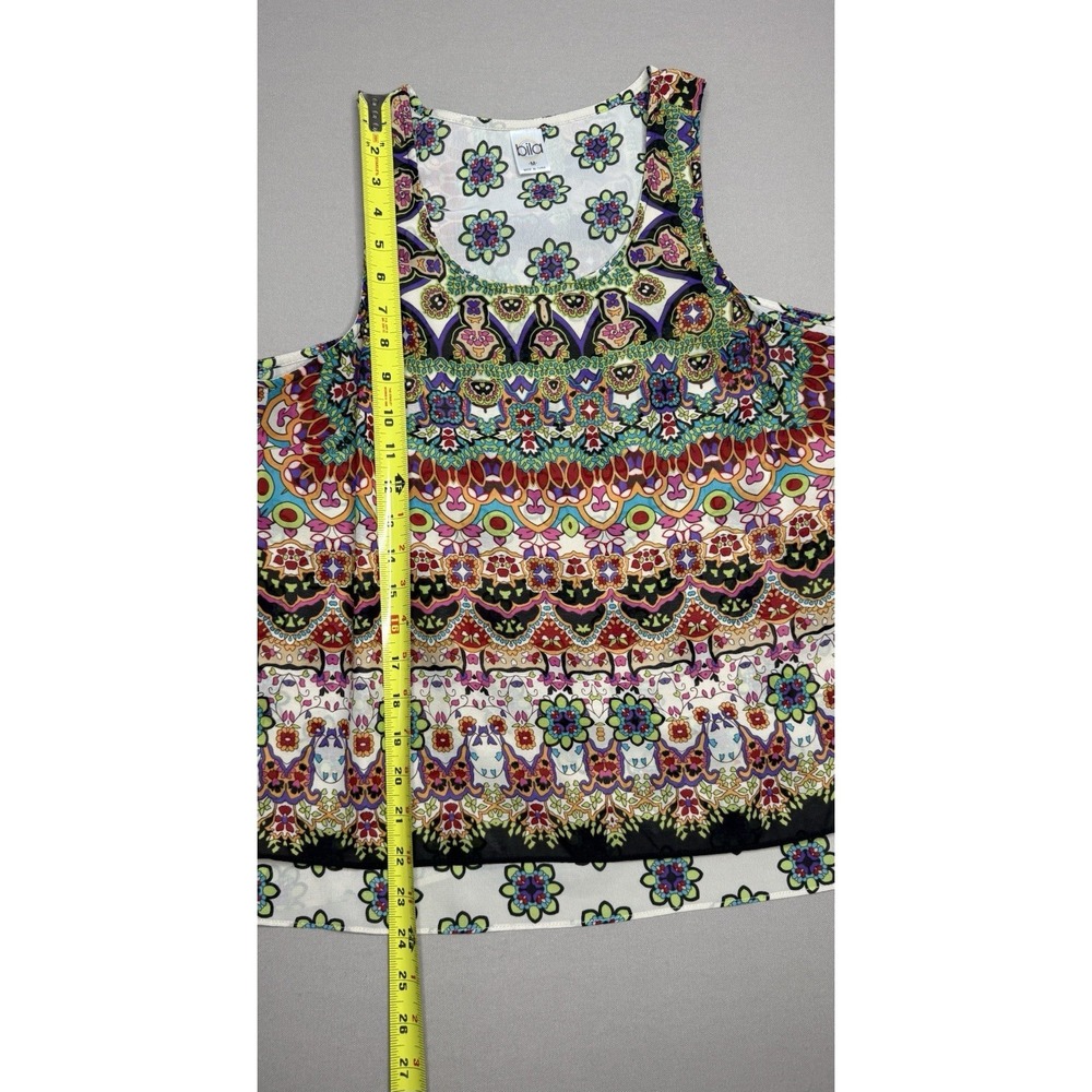 Bila Tank Top Women's Medium Blue‎ Green Floral Boho High Low Hem Hippie Resort - Picture 5 of 10